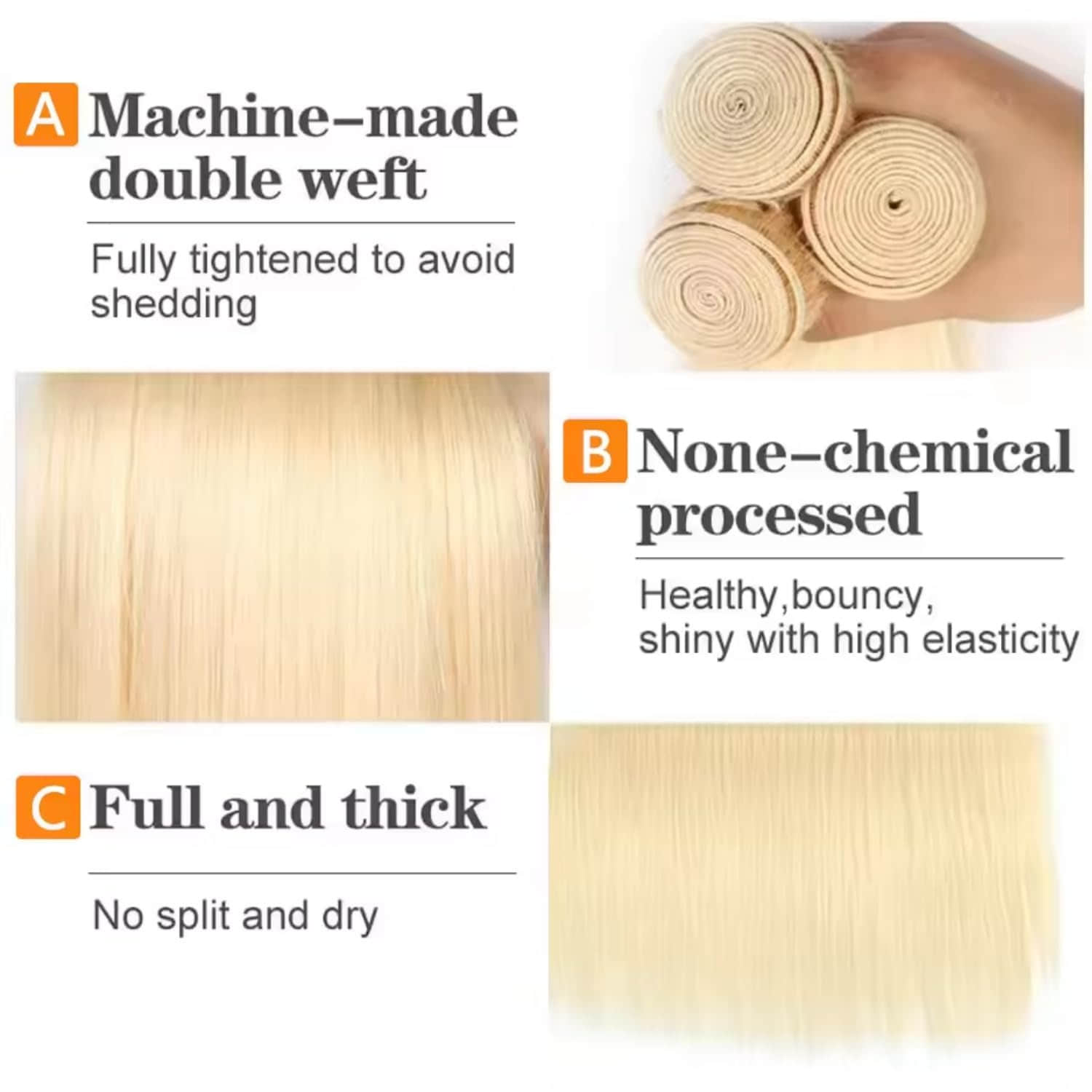 StariaHair 10-30 Inch #613 Blonde Straight Remy Human Hair Bundles