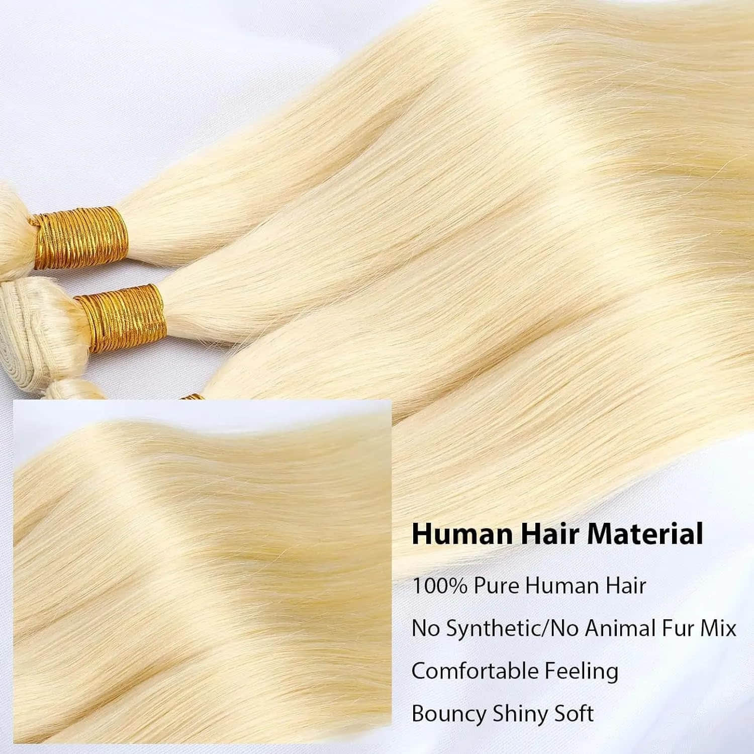 StariaHair 10-30 Inch #613 Blonde Straight Remy Human Hair Bundles