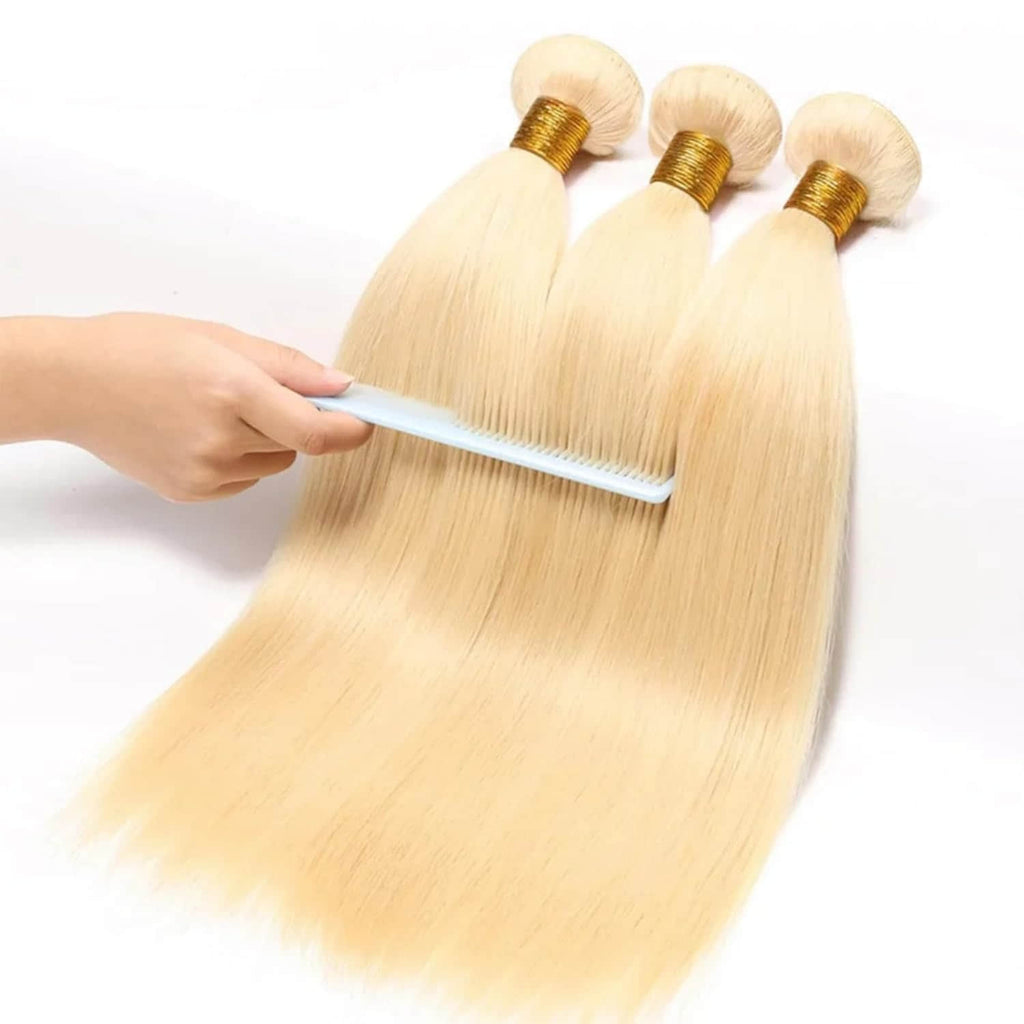 StariaHair 10-30 Inch #613 Blonde Straight Remy Human Hair Bundles
