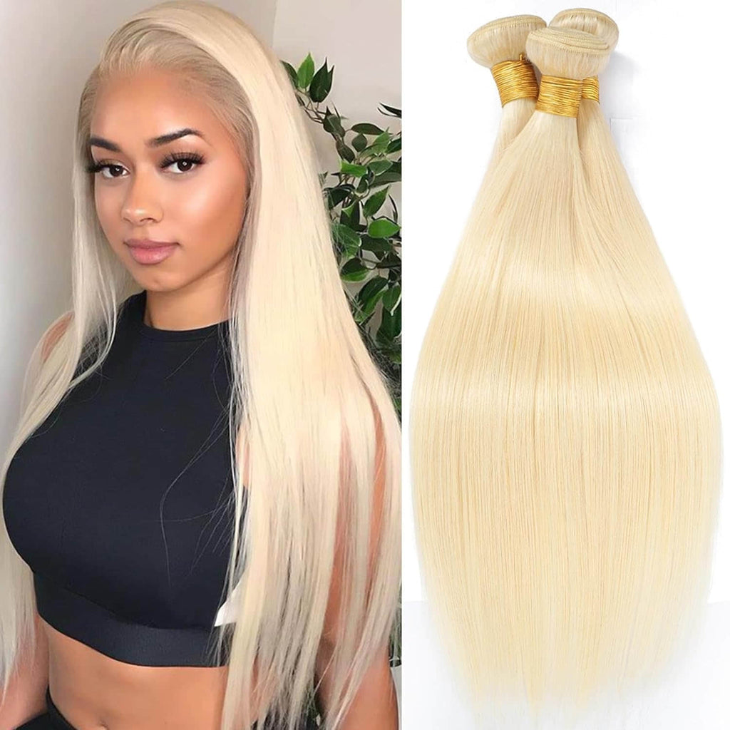 StariaHair 10-30 Inch #613 Blonde Straight Remy Human Hair Bundles