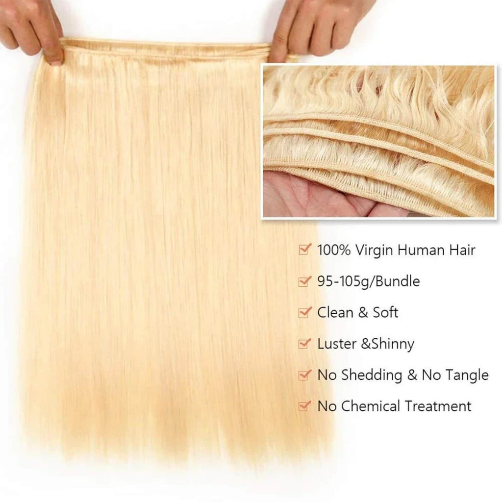 StariaHair 10-30 Inch #613 Blonde Straight Remy Human Hair Bundles