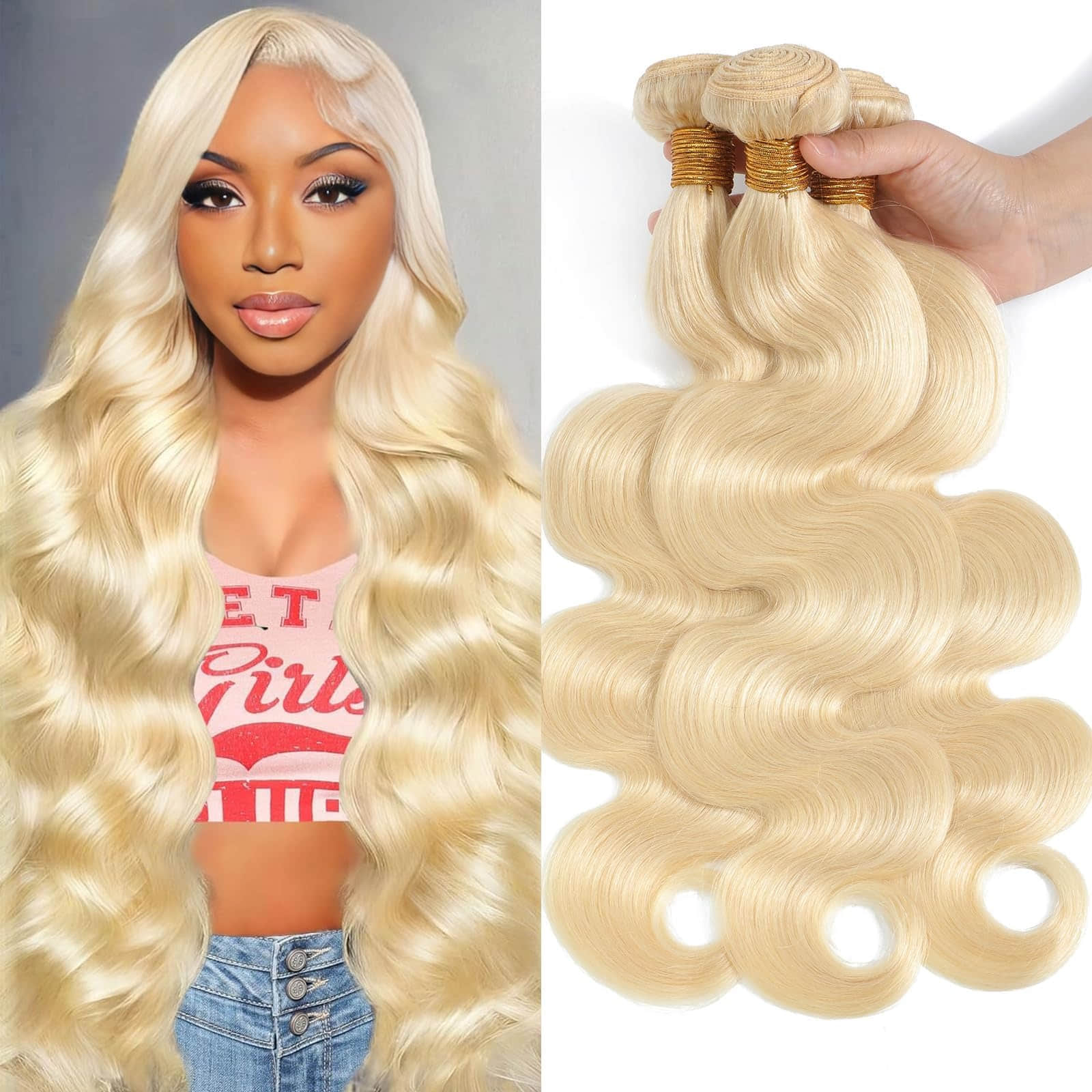 StariaHair #613 Blonde Body Wave Remy Human Hair Bundles - Main View