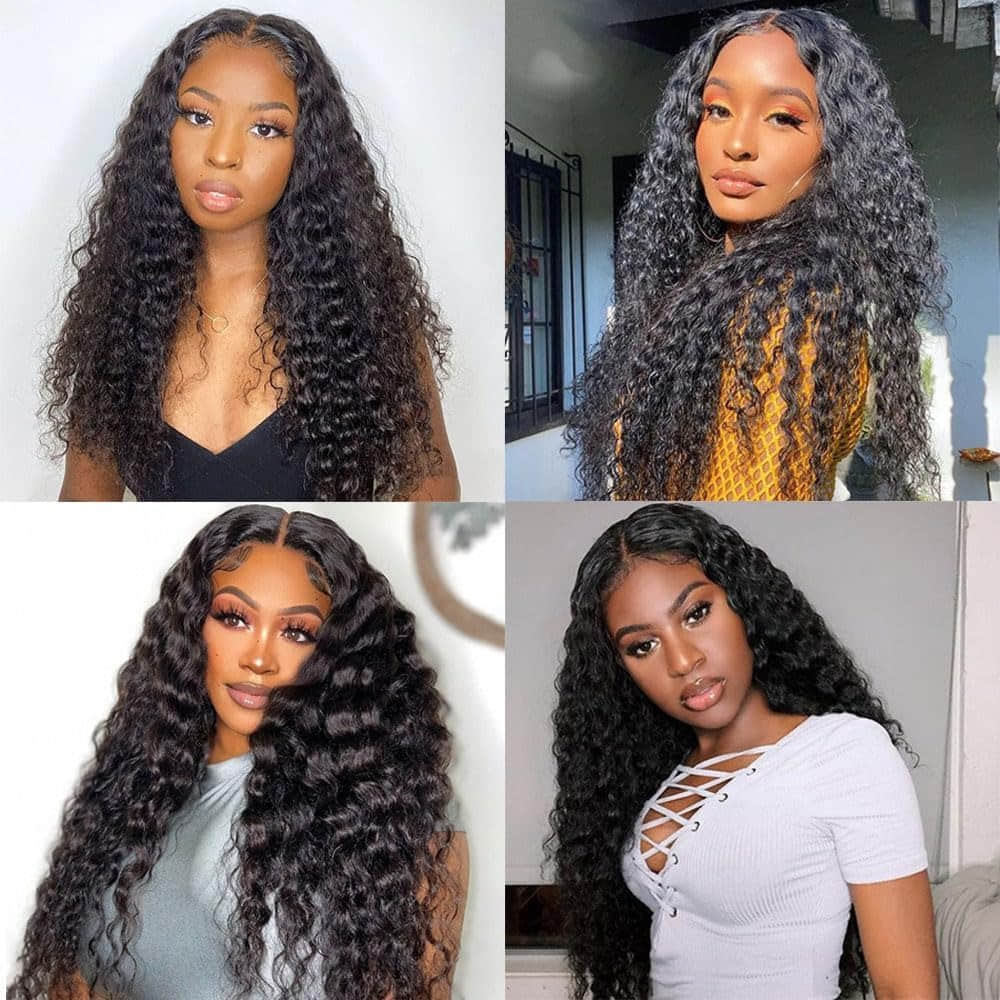 StariaHair 10-30 Inch Deep Curly Brazilian Virgin Hair Bundles #1B