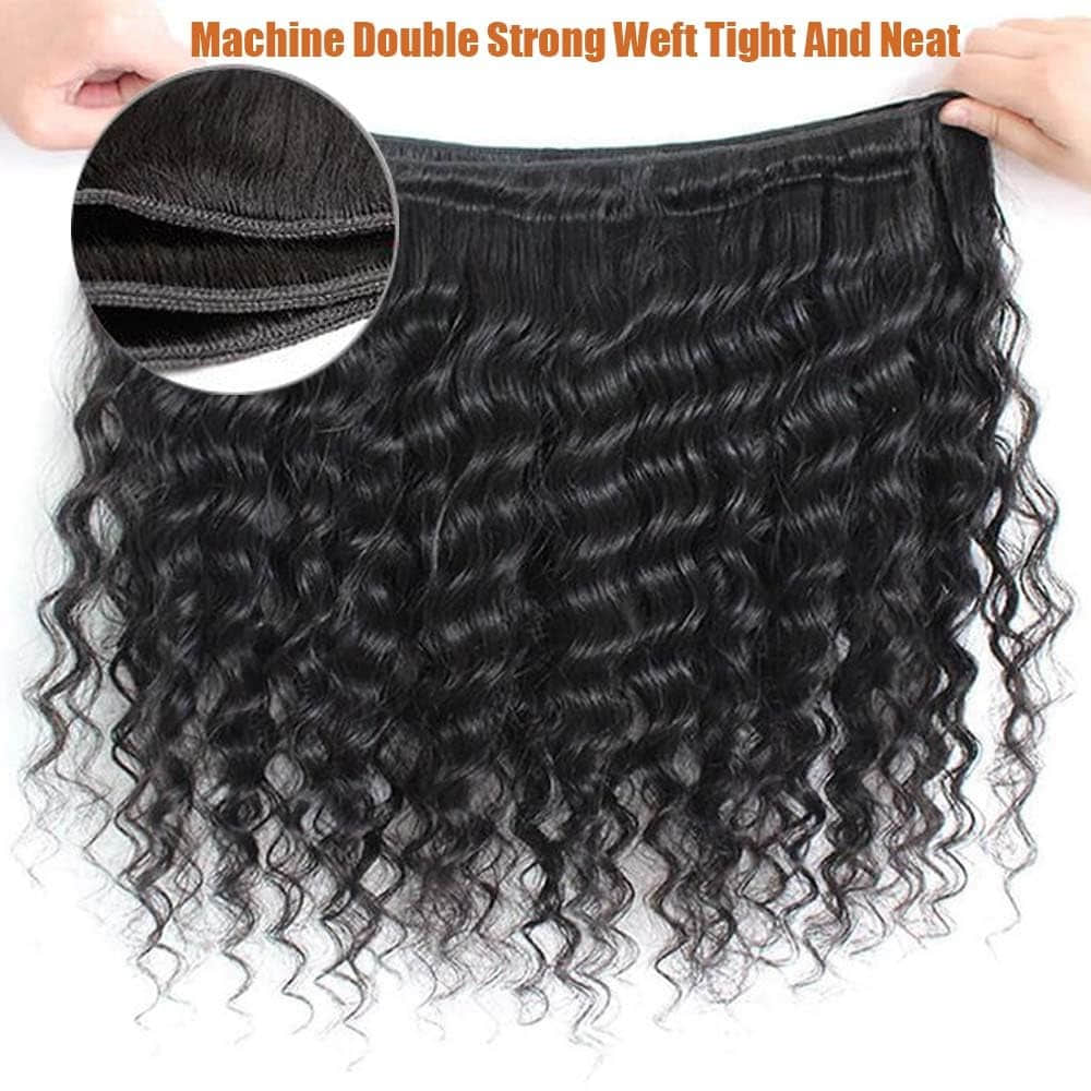 StariaHair 10-30 Inch Deep Curly Brazilian Virgin Hair Bundles #1B