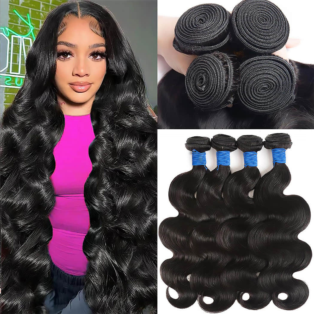 StariaHair 10-30 Inch Body Wave Brazilian Virgin Hair Bundles #1B