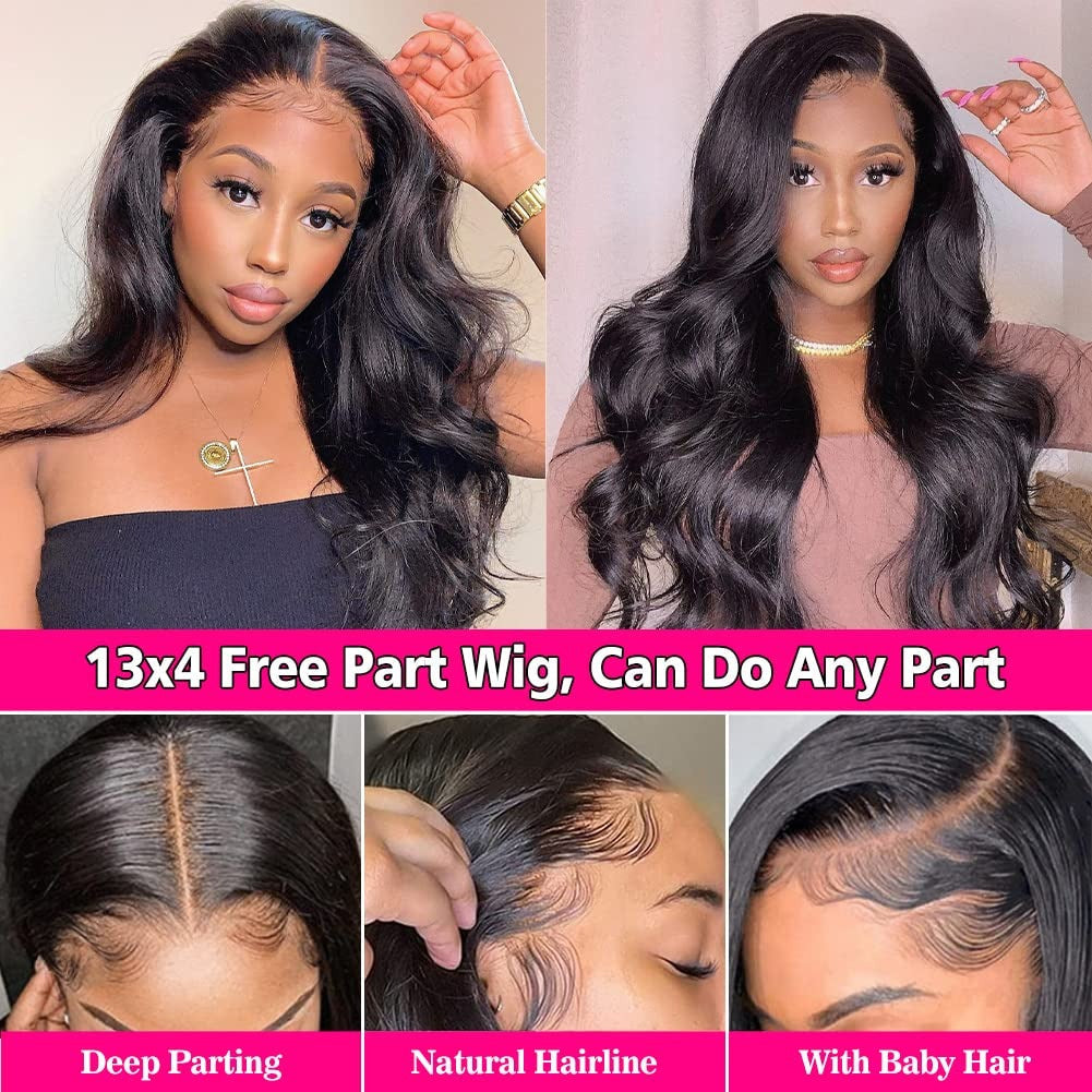 StariaHair 13"x4" HD Lace 180% Frontal Wig Body Wave #1B