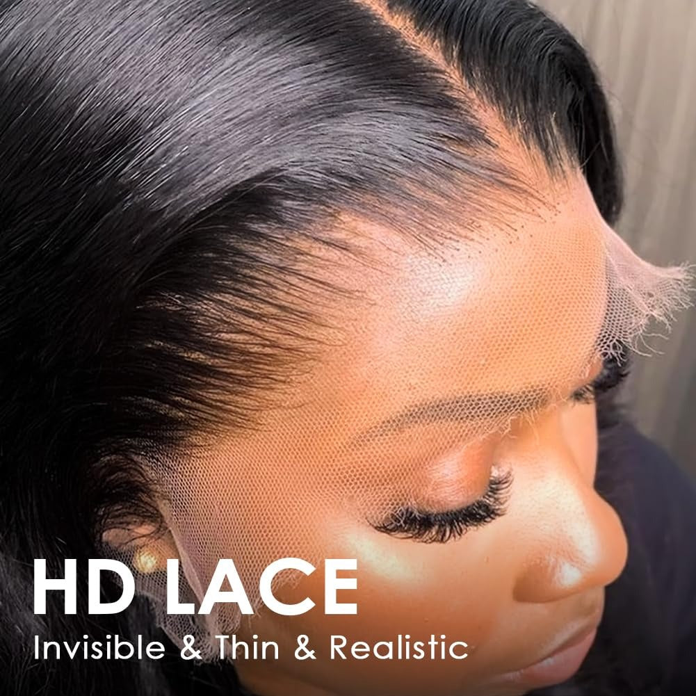 StariaHair 13"x4" HD Lace 180% Frontal Wig Body Wave #1B