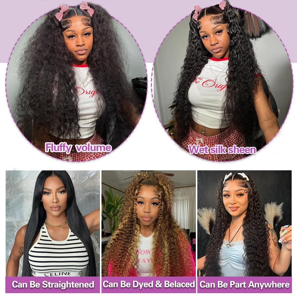 StariaHair 13"x4" HD Lace Deep Wave Frontal Wig #1B