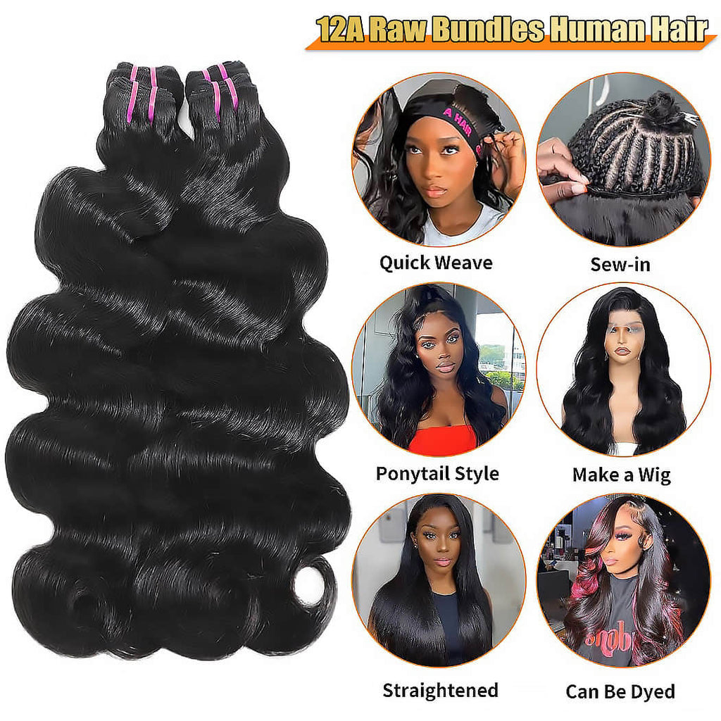 StariaHair 14-30 Inch Body Wave Vietnam Raw Hair Bundles #1B