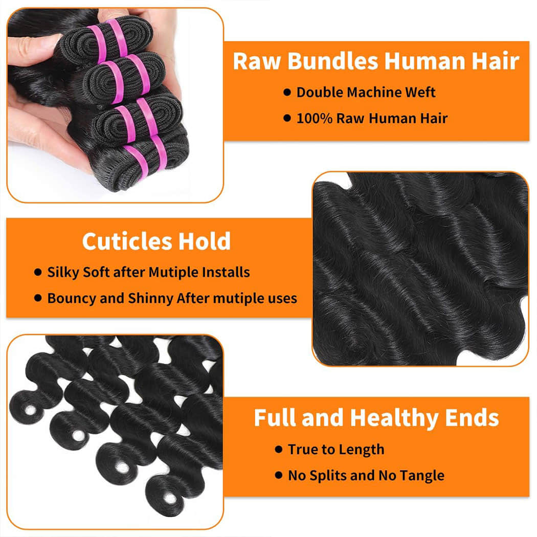 StariaHair 14-30 Inch Body Wave Vietnam Raw Hair Bundles #1B