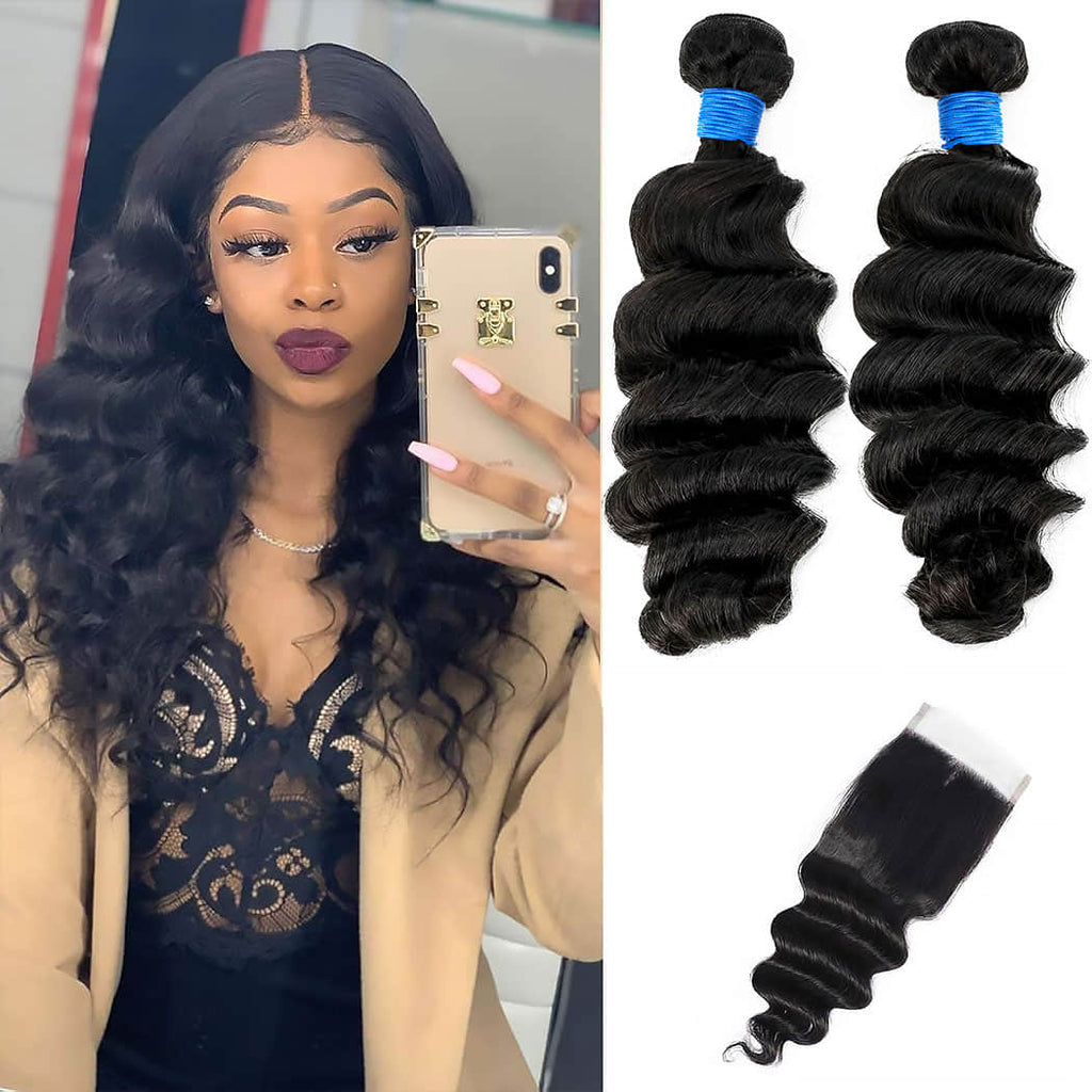 StariaHair 14-30 Inch Ocean Wave Brazilian Virgin Hair Bundles #1B