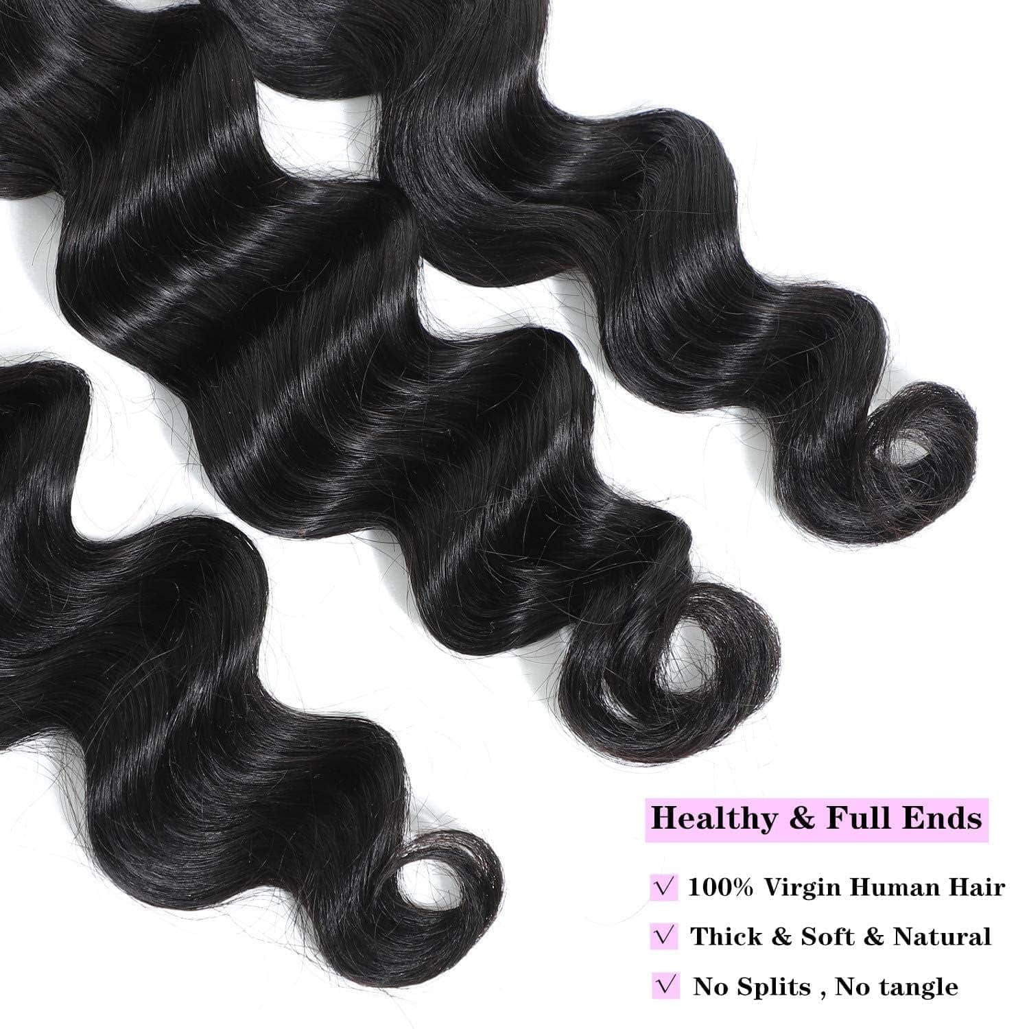 StariaHair 14-30 Inch Ocean Wave Brazilian Virgin Hair Bundles #1B