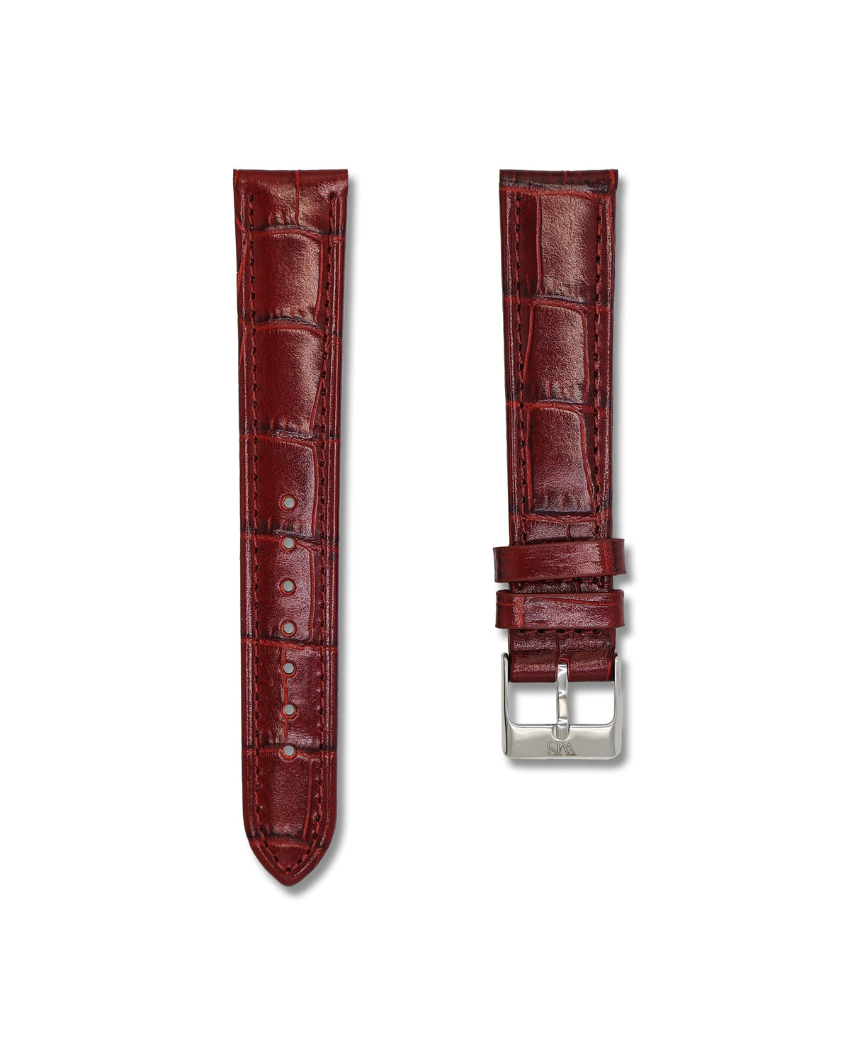 Cherry Red Alligator Leather Watch Strap 18mm