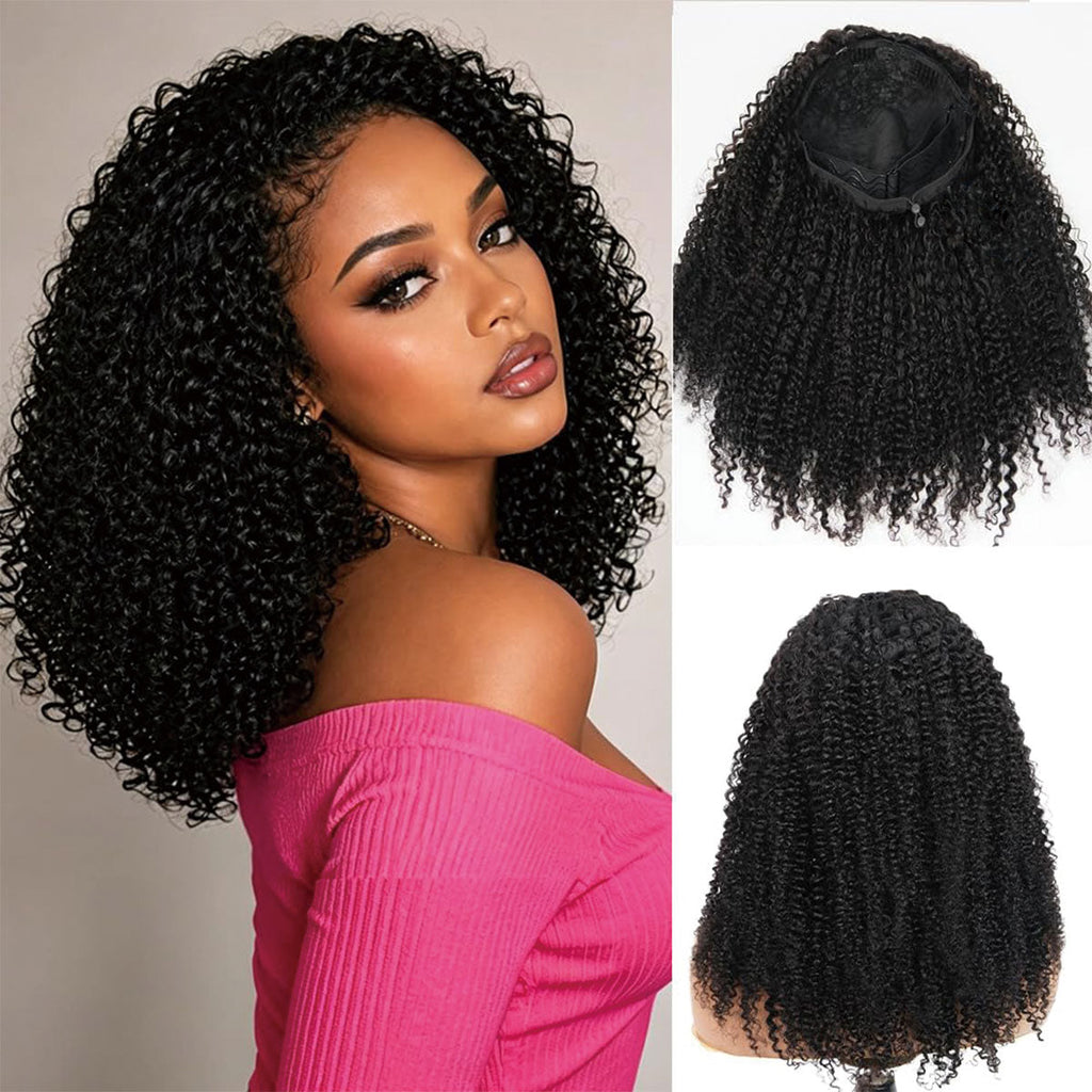 StariaHair 10A 180% Average Size Half Wig Kinky Curly Natural Black