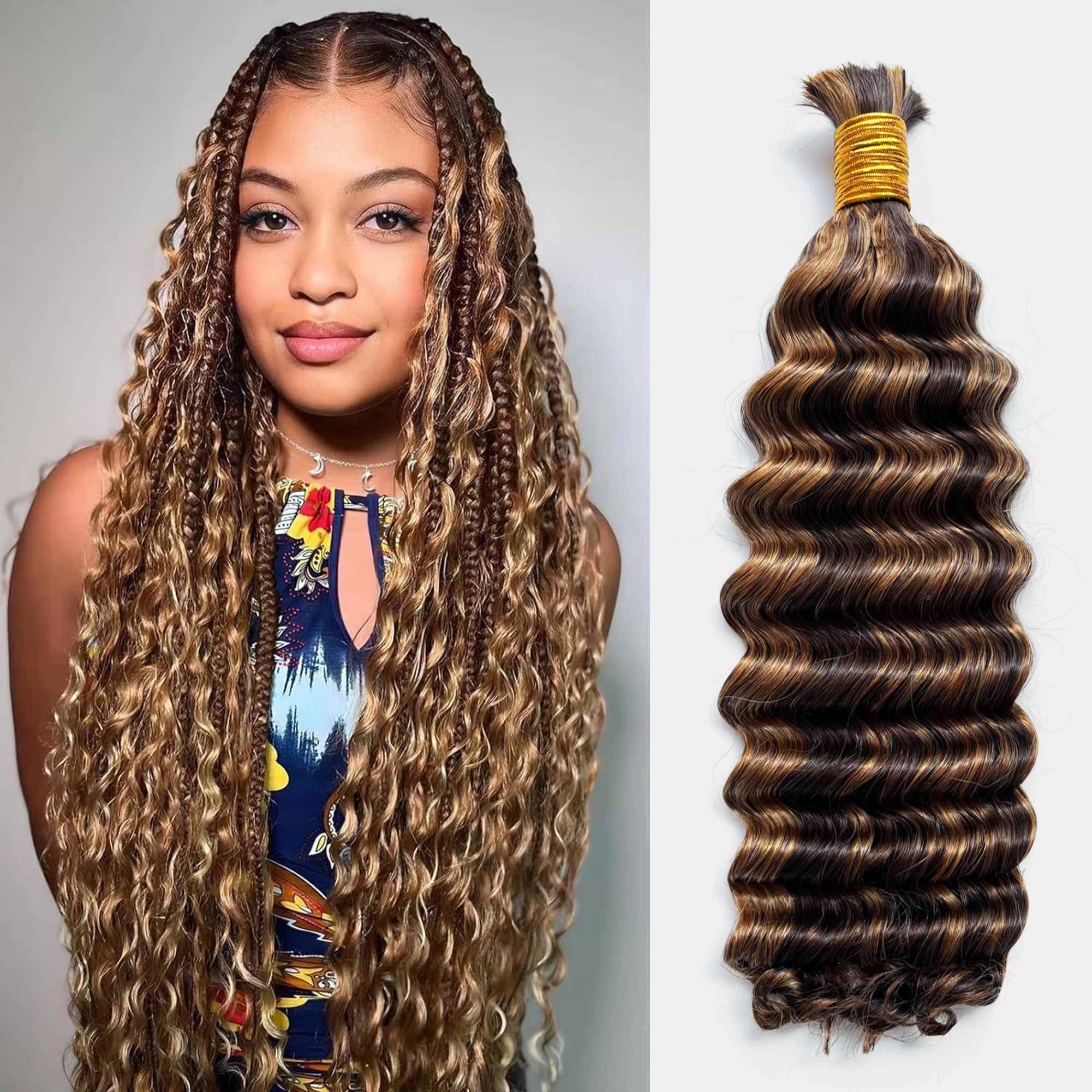 StariaHair Deep Wave Hair Bulk Hair for Braiding P4/27