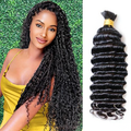 StariaHair 14-24 Inch Deep Wave Hair Bulk Hair for Braiding #1B