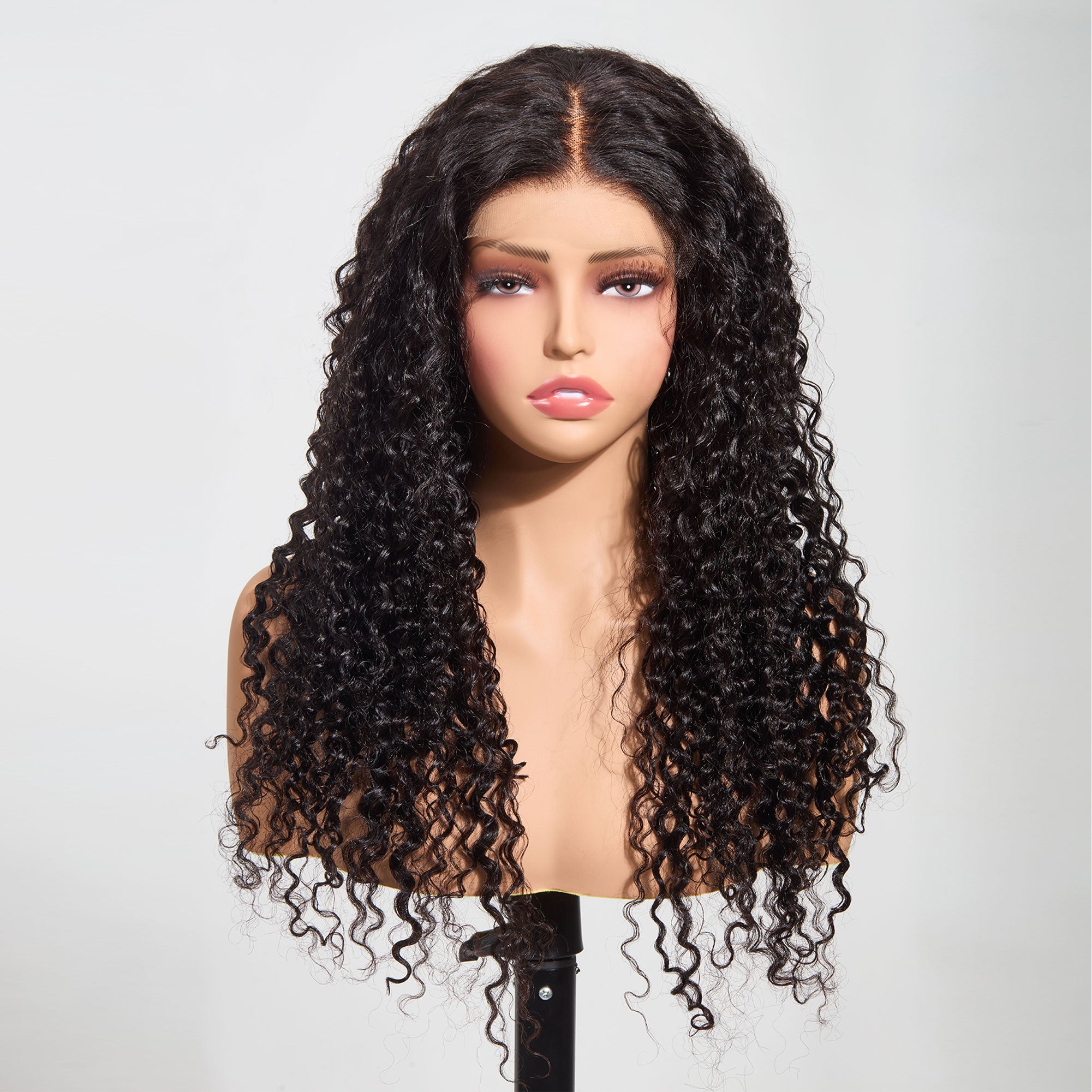 StariaHair 5"x5" HD Glueless Lace Water Wave 180% Closure Wig #1B