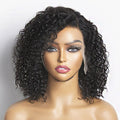 StariaHair 13"x4" Curly Bob Wig Transparent Lace Closure Wig #1B