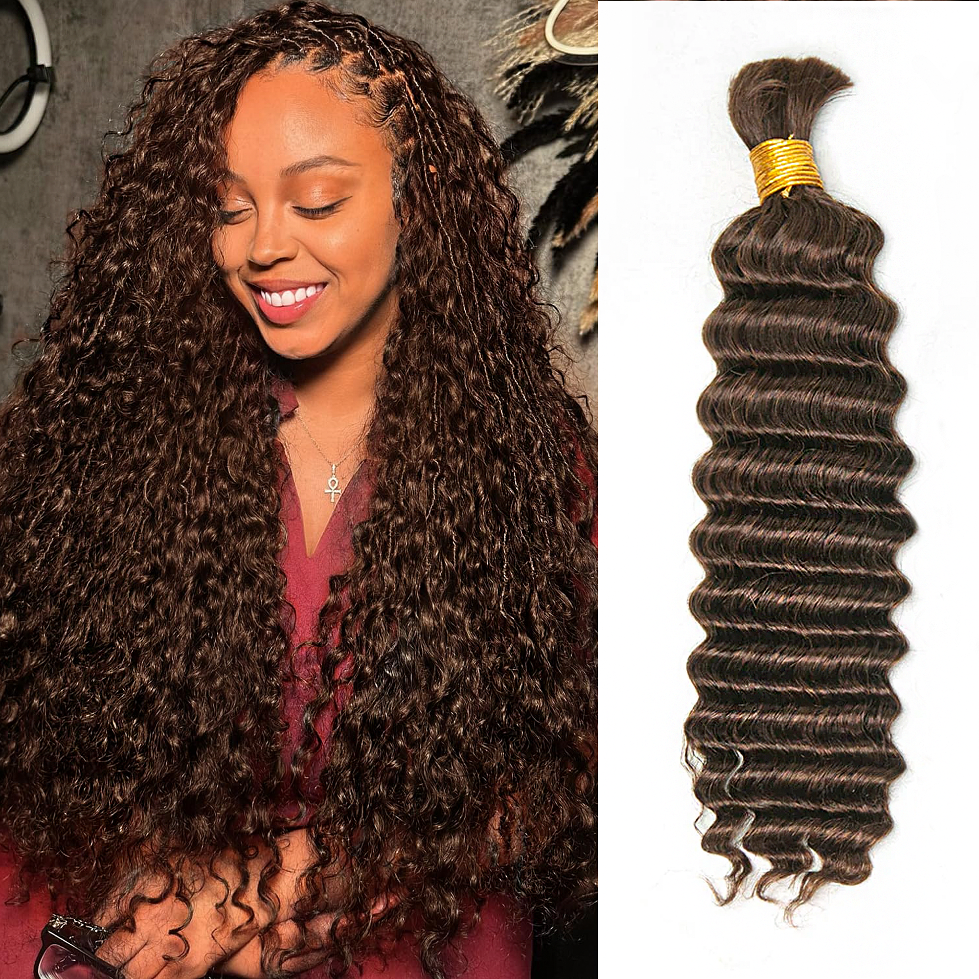 StariaHair #4 Deep Wave Hair Bulk Hair for Braiding