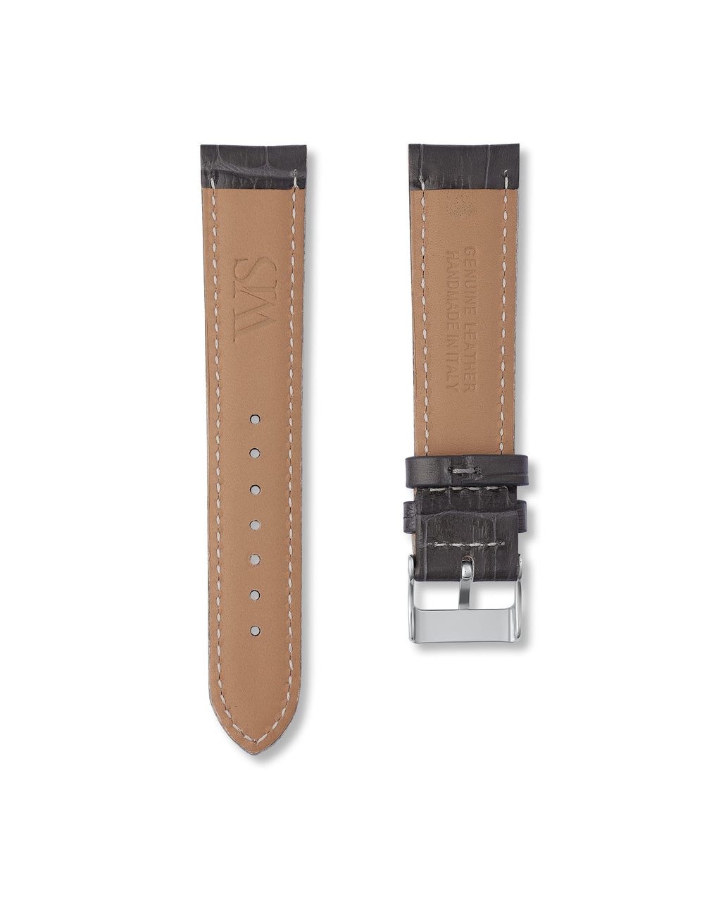 Charcoal Grey Alligator Leather Watch Strap 20mm