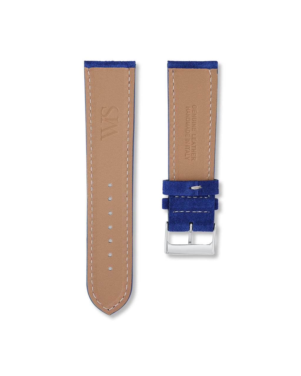 Ocean Blue Suede Leather Watch Strap 24mm