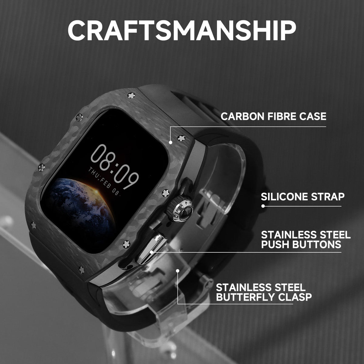 Luxury Mod Kit for Apple Watch 10/11 (42/46mm) - Silver Edition