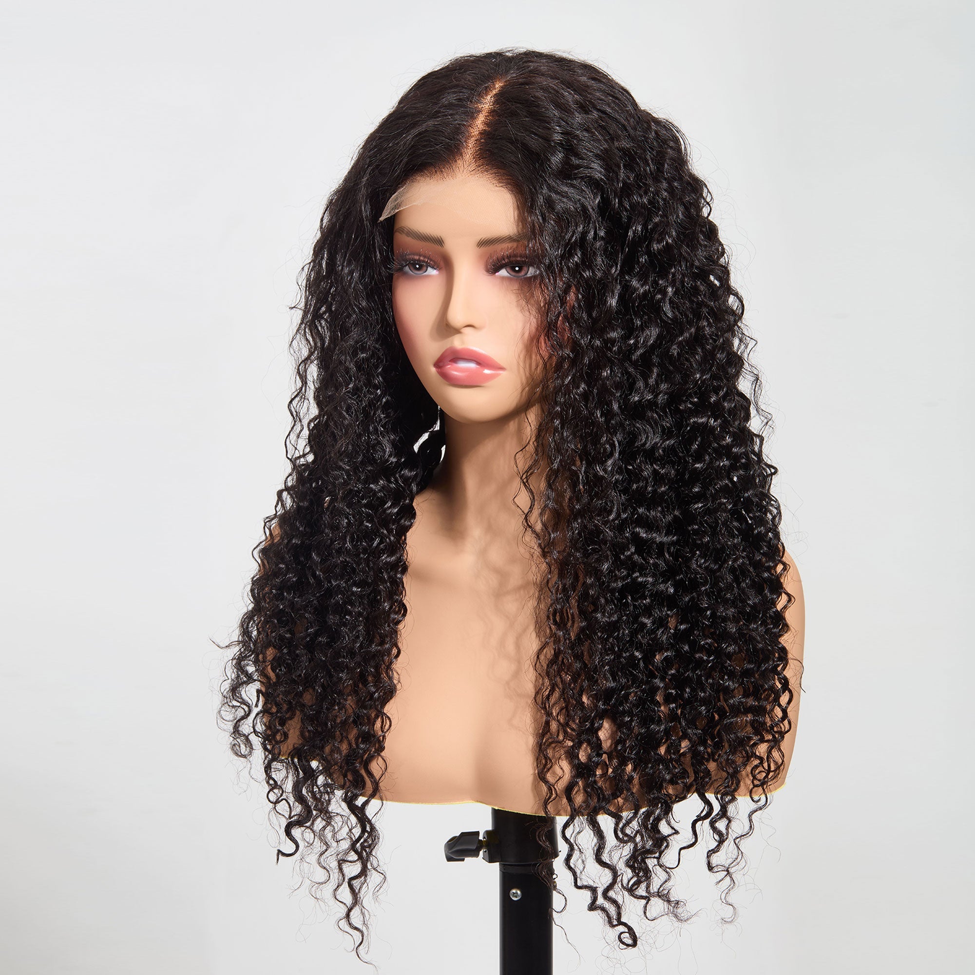 StariaHair 5"x5" HD Glueless Lace Water Wave 180% Closure Wig #1B