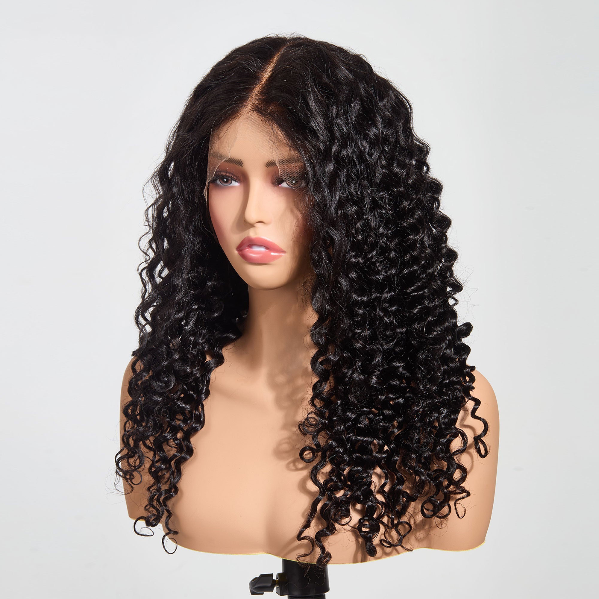 StariaHair 13"x4" Deep Wave 200% Transparent Lace Frontal Wig #1B