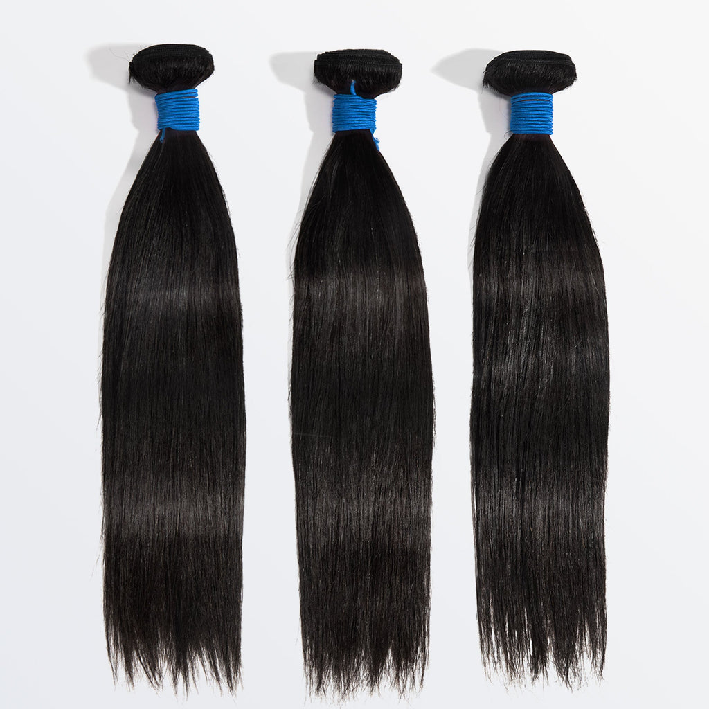 StariaHair 10-30 Inch Straight Brazilian Virgin Hair Bundles #1B