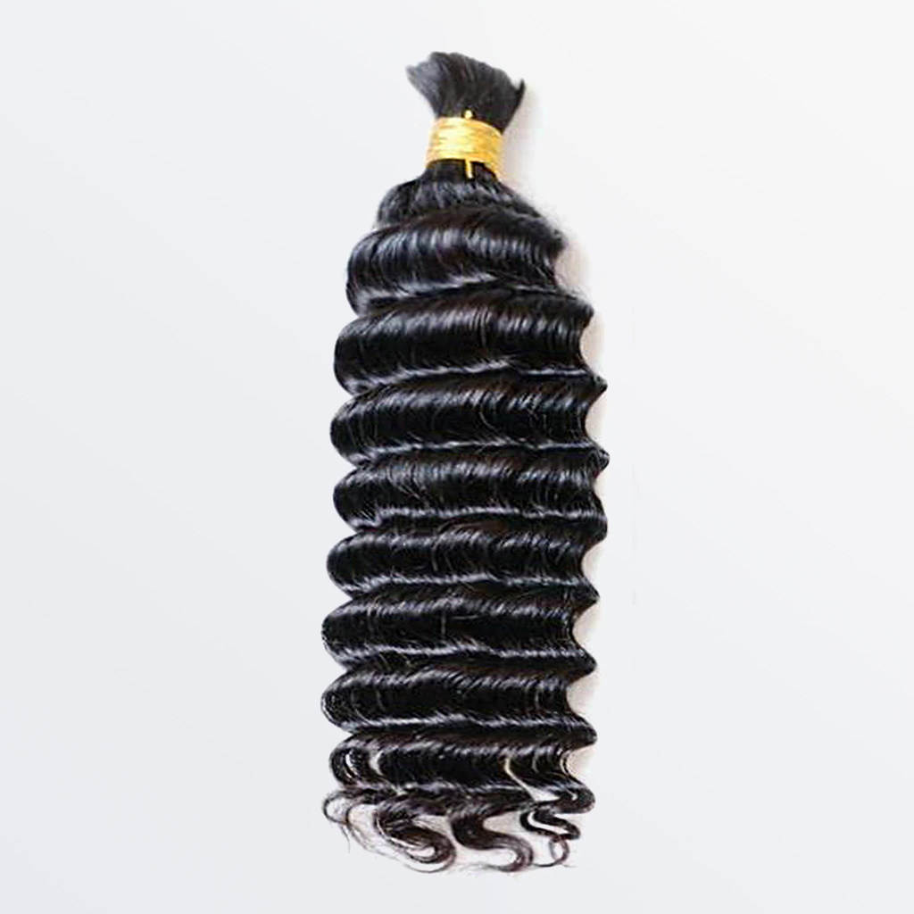 StariaHair 14-24 Inch Deep Wave Hair Bulk Hair for Braiding #1B