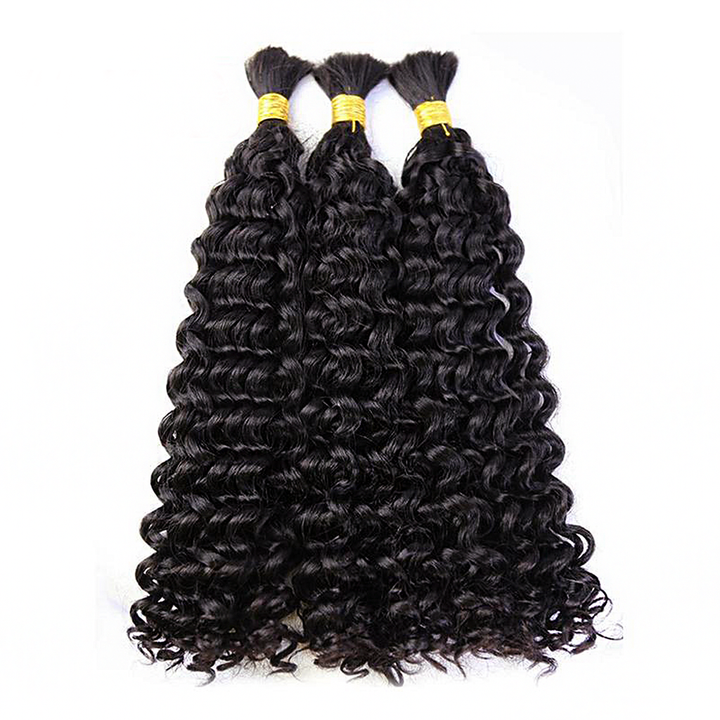 StariaHair 14-24 Inch Water Wave Bulk Hair for Braiding #1B