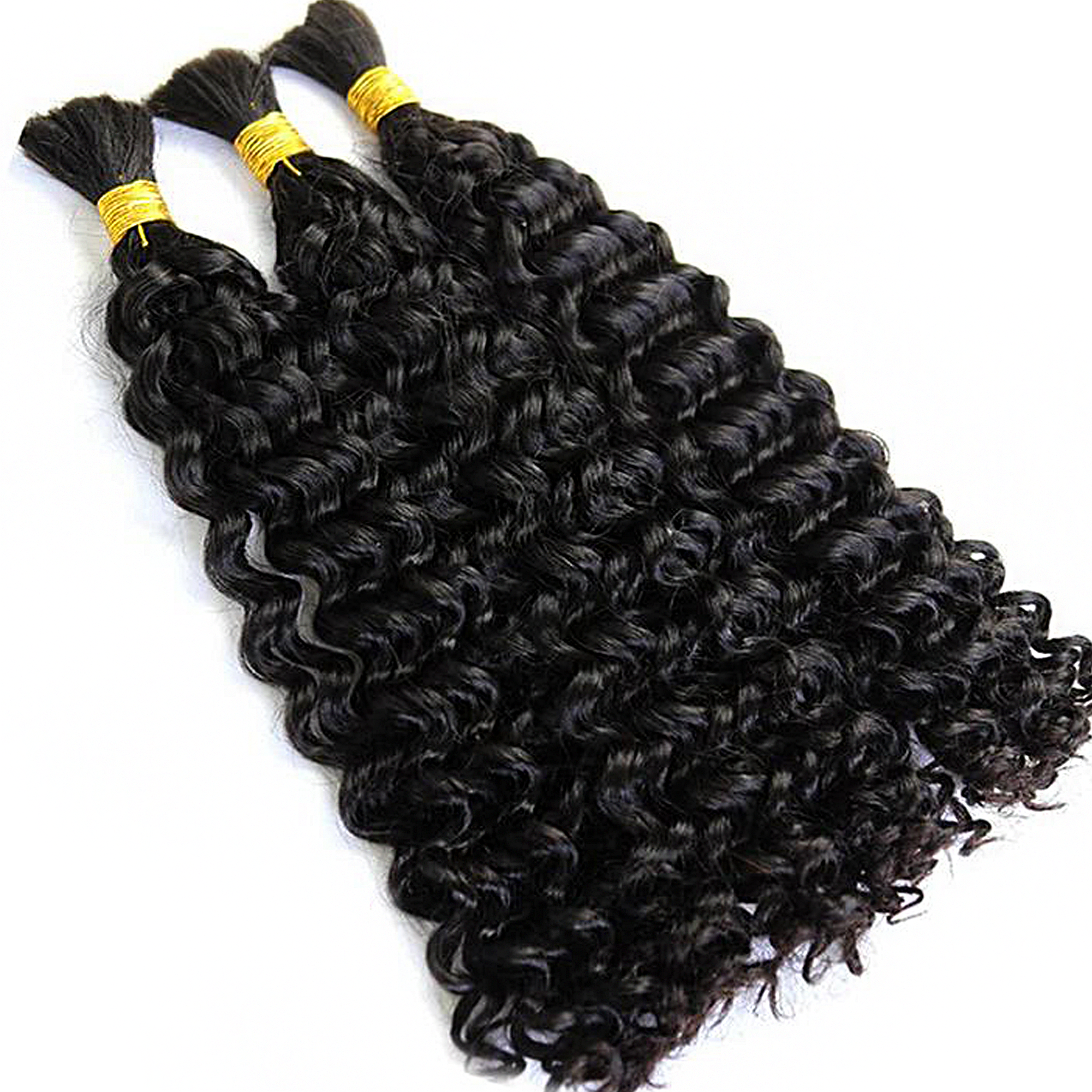 StariaHair 14-24 Inch Water Wave Bulk Hair for Braiding #1B