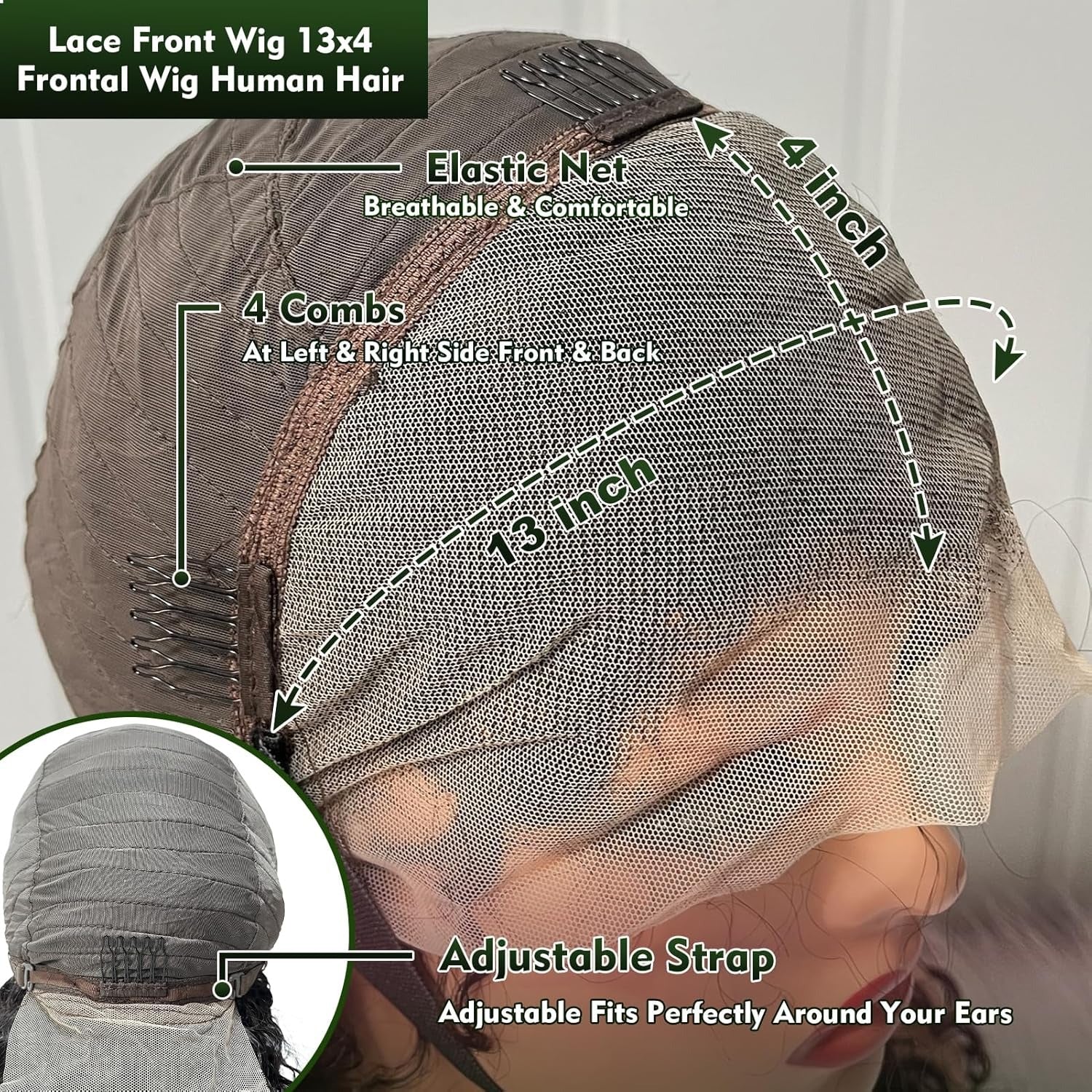 StariaHair 13"x4" Deep Wave 150% Transparent Lace Frontal Wig #1B