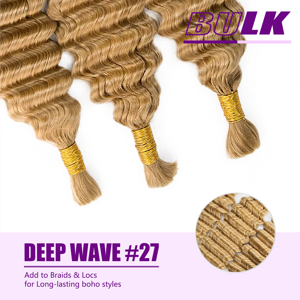 StariaHair #27 Deep Wave Hair Bulk Hair for Braiding