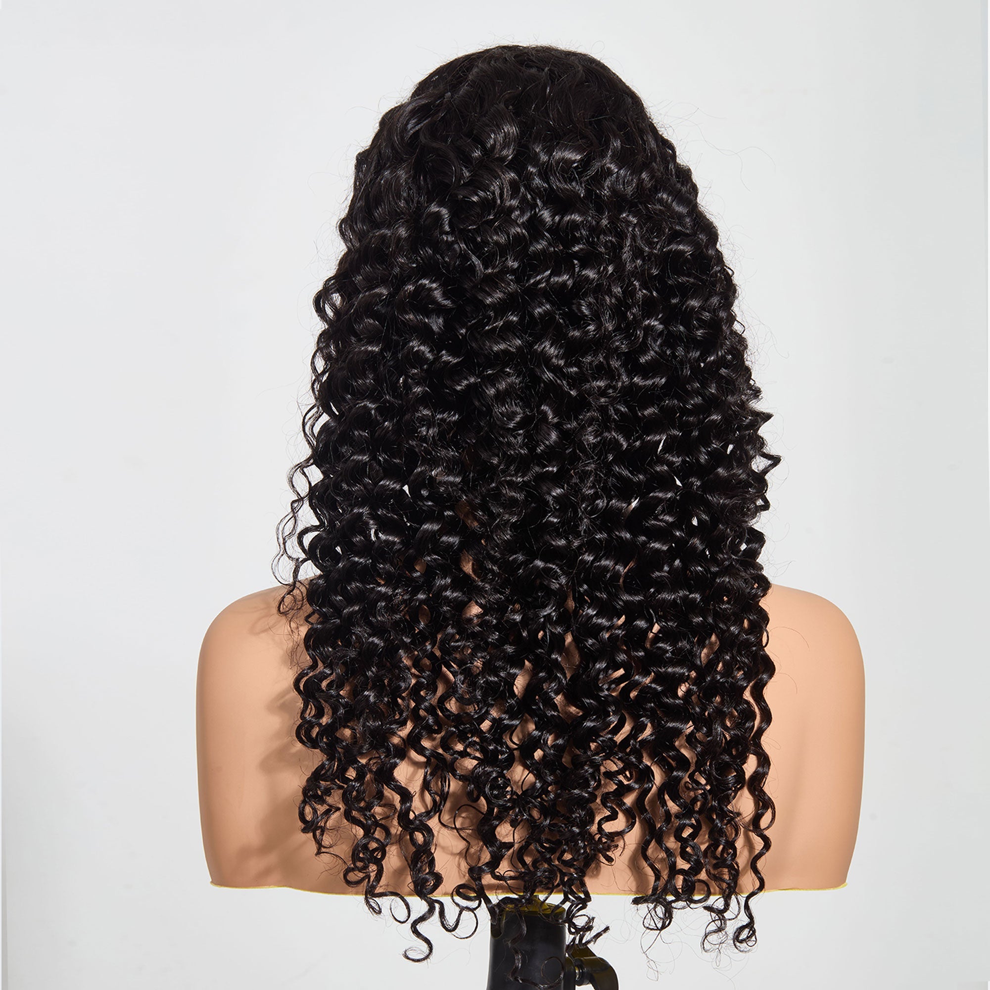 StariaHair 5"x5" HD Glueless Lace Deep Wave 180% Closure Wig #1B