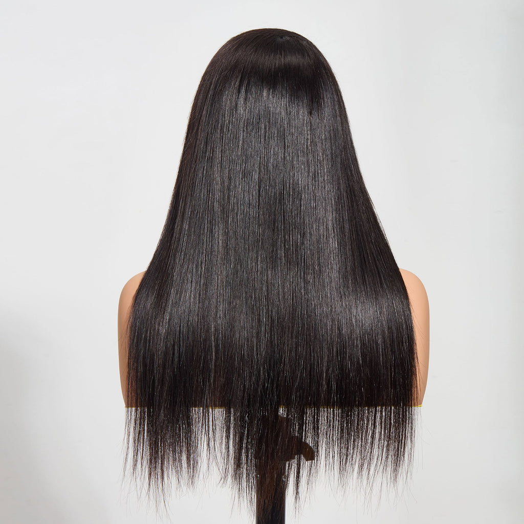 StariaHair 5"x5" Straight Transparent Glueless Lace Closure Wig #1B