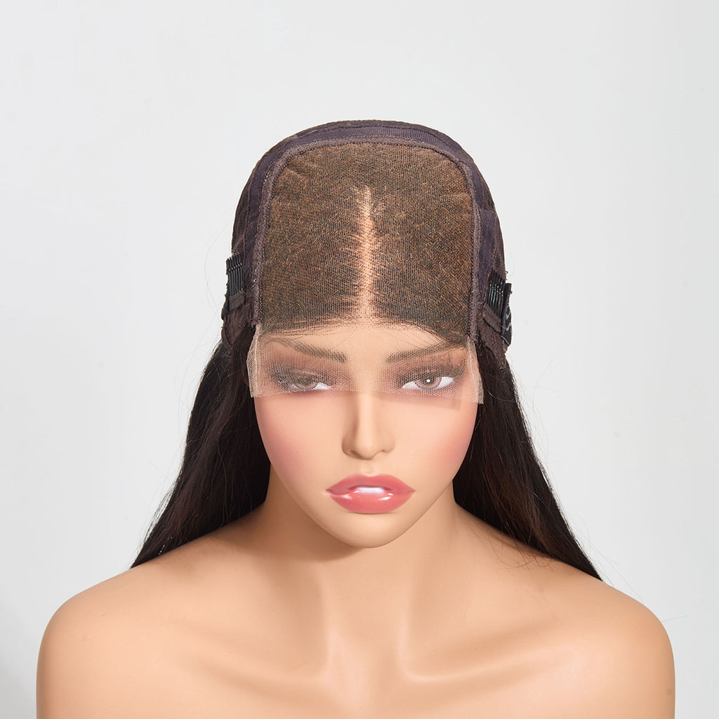 StariaHair 5"x5" Straight Transparent Glueless Lace Closure Wig #1B