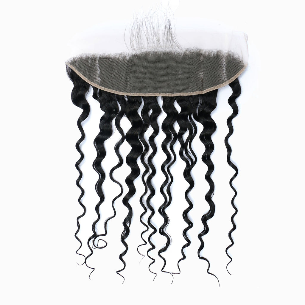 StariaHair 14-20 Inch 13"x4" Water Wave Transparent Lace Frontal #1B