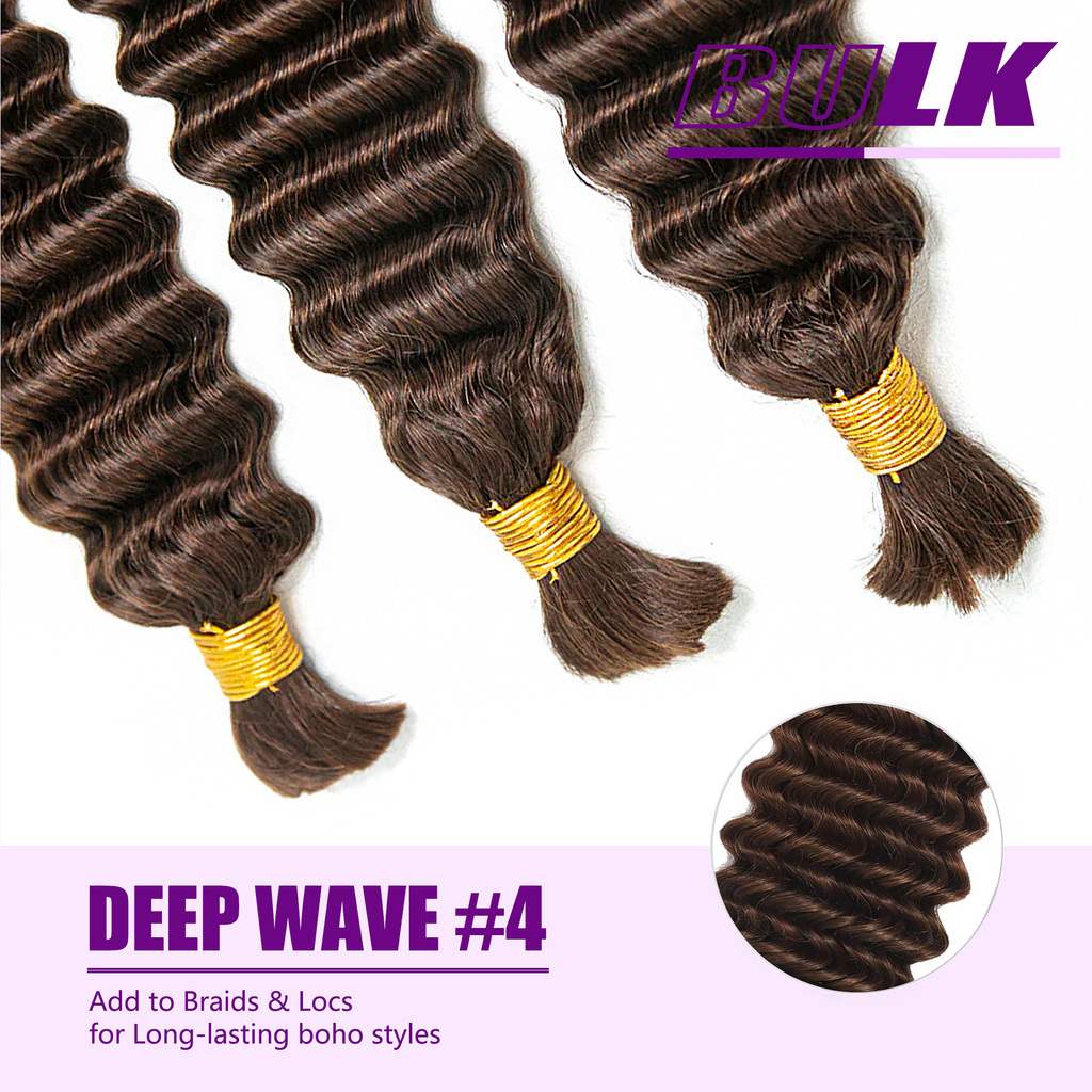 StariaHair #4 Deep Wave Hair Bulk Hair for Braiding
