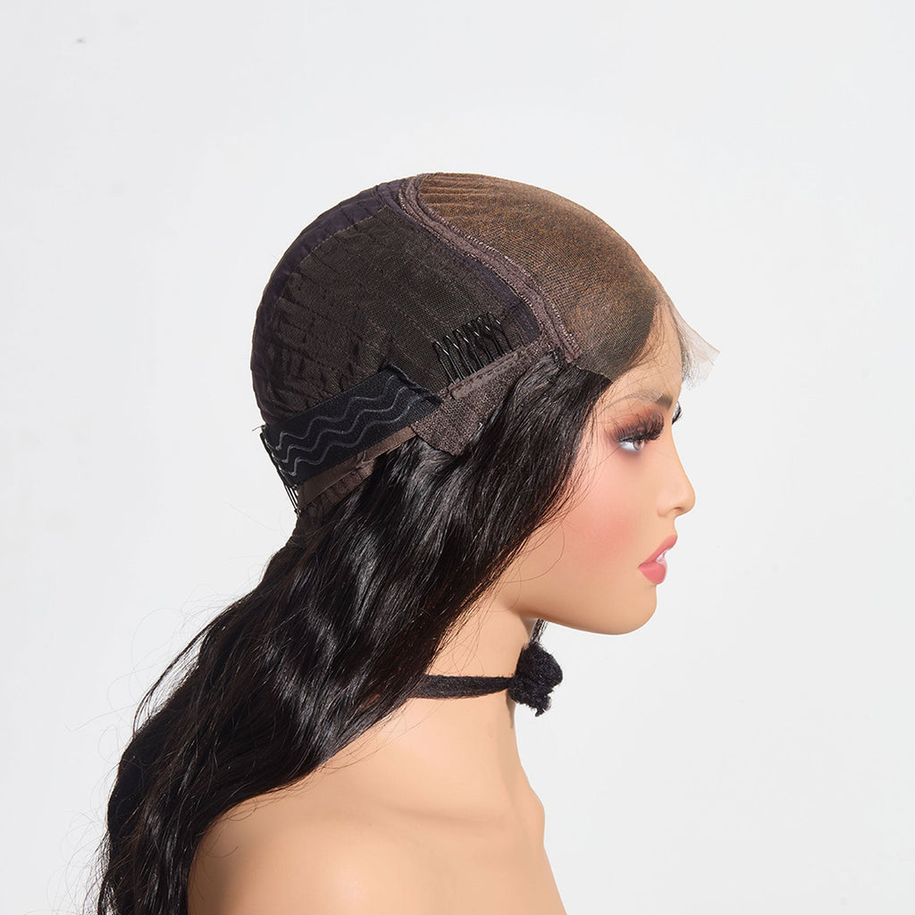 StariaHair 5"x5" Body Wave Transparent Glueless Lace Closure Wig #1B