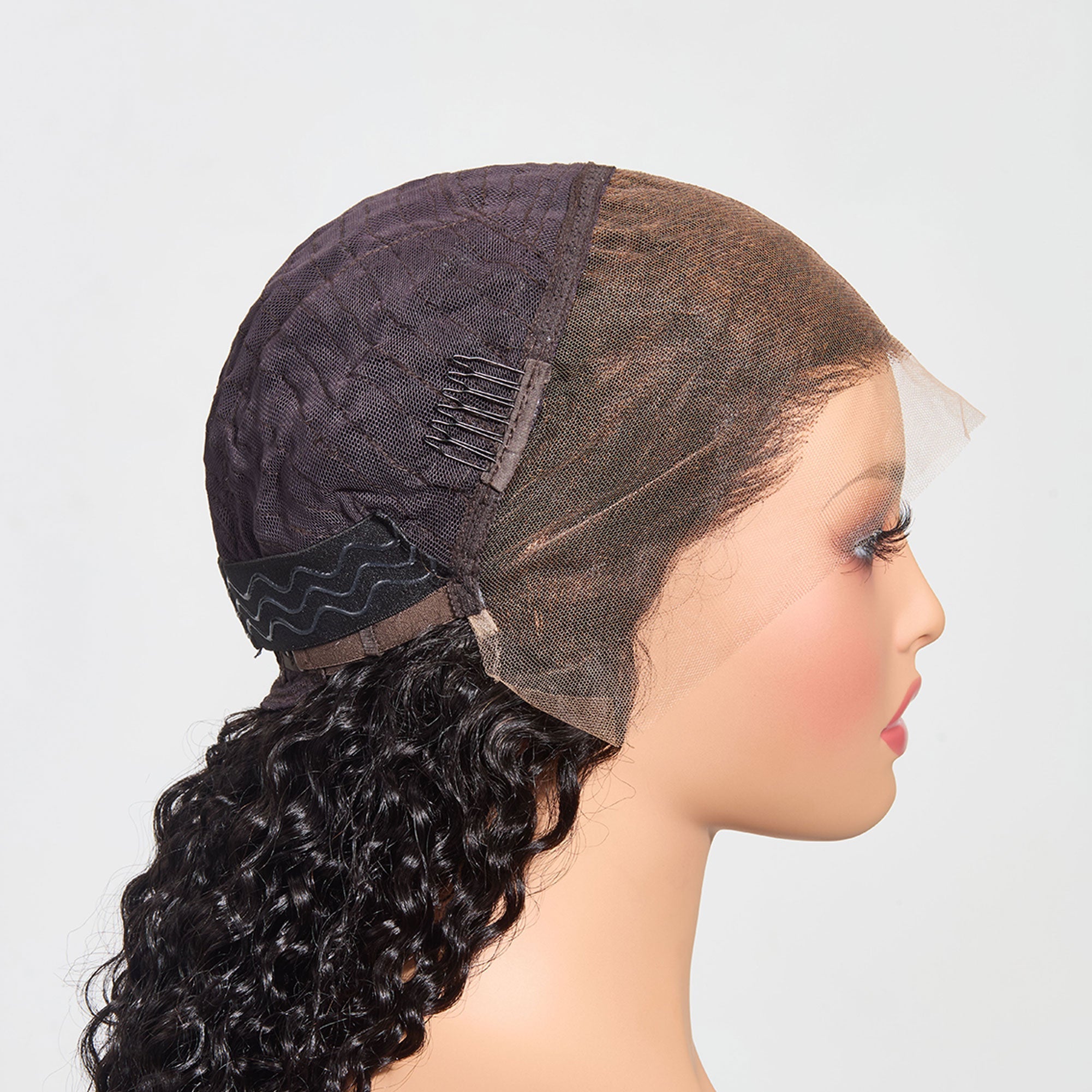 StariaHair 13"x4" Deep Wave 200% Transparent Lace Frontal Wig #1B