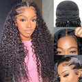 StariaHair 5"x5" Deep Wave Transparent Glueless Lace Closure Wig #1B