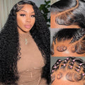 StariaHair 5"x5" Water Wave Transparent Glueless Lace Closure Wig #1B