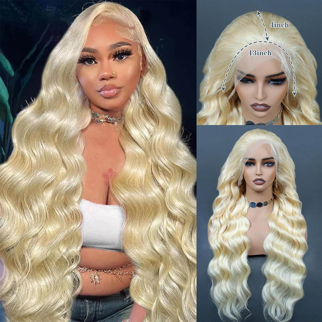 StariaHair #613 Blonde 13"x4" Body Wave 200% Transparent Lace Frontal Wigs