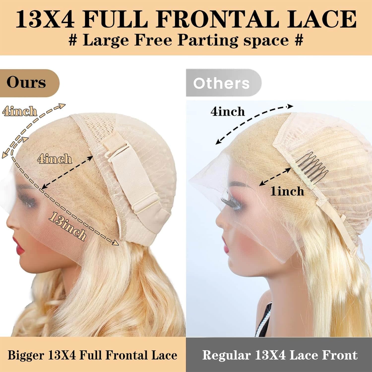 StariaHair #613 Blonde 13"x4" Body Wave 200% Transparent Lace Frontal Wigs