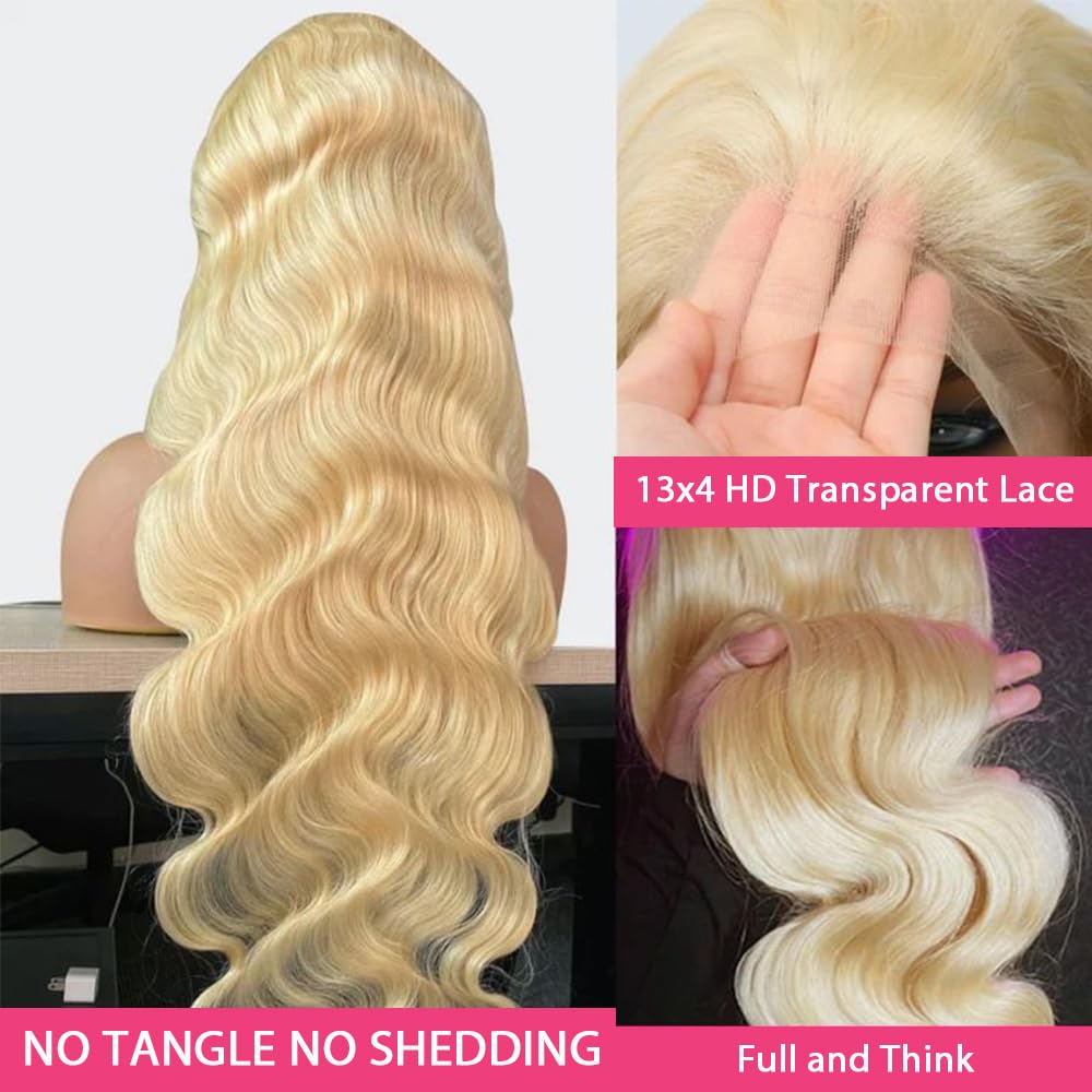 StariaHair #613 Blonde 13"x4" Body Wave Transparent Lace Frontal Wigs 150%