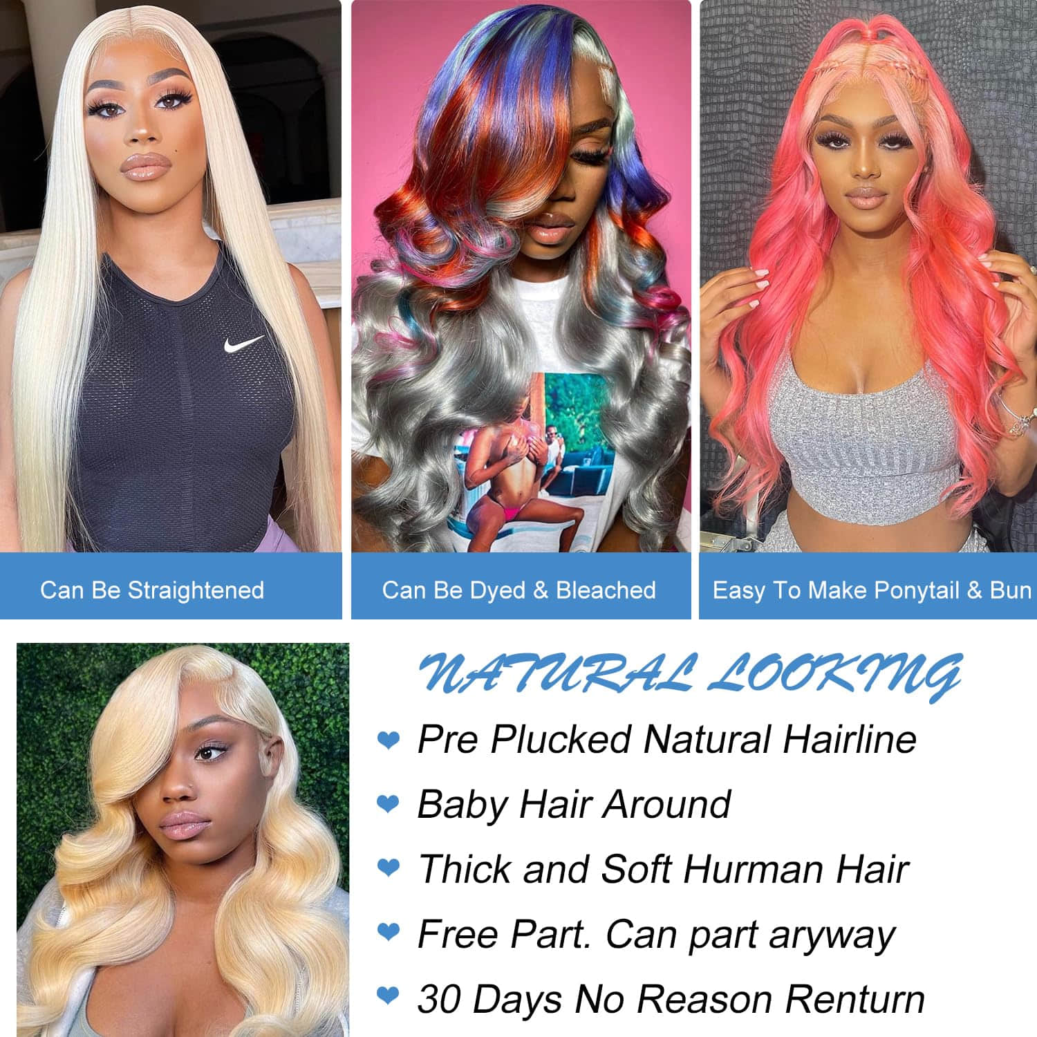 StariaHair #613 Blonde 13"x4" Body Wave Transparent Lace Frontal Wigs 150%
