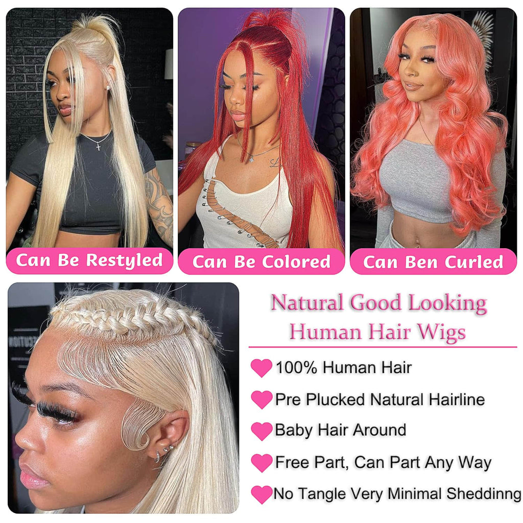 StariaHair #613 Blonde 13"x4" Straight Transparent Lace Frontal Wigs 150%