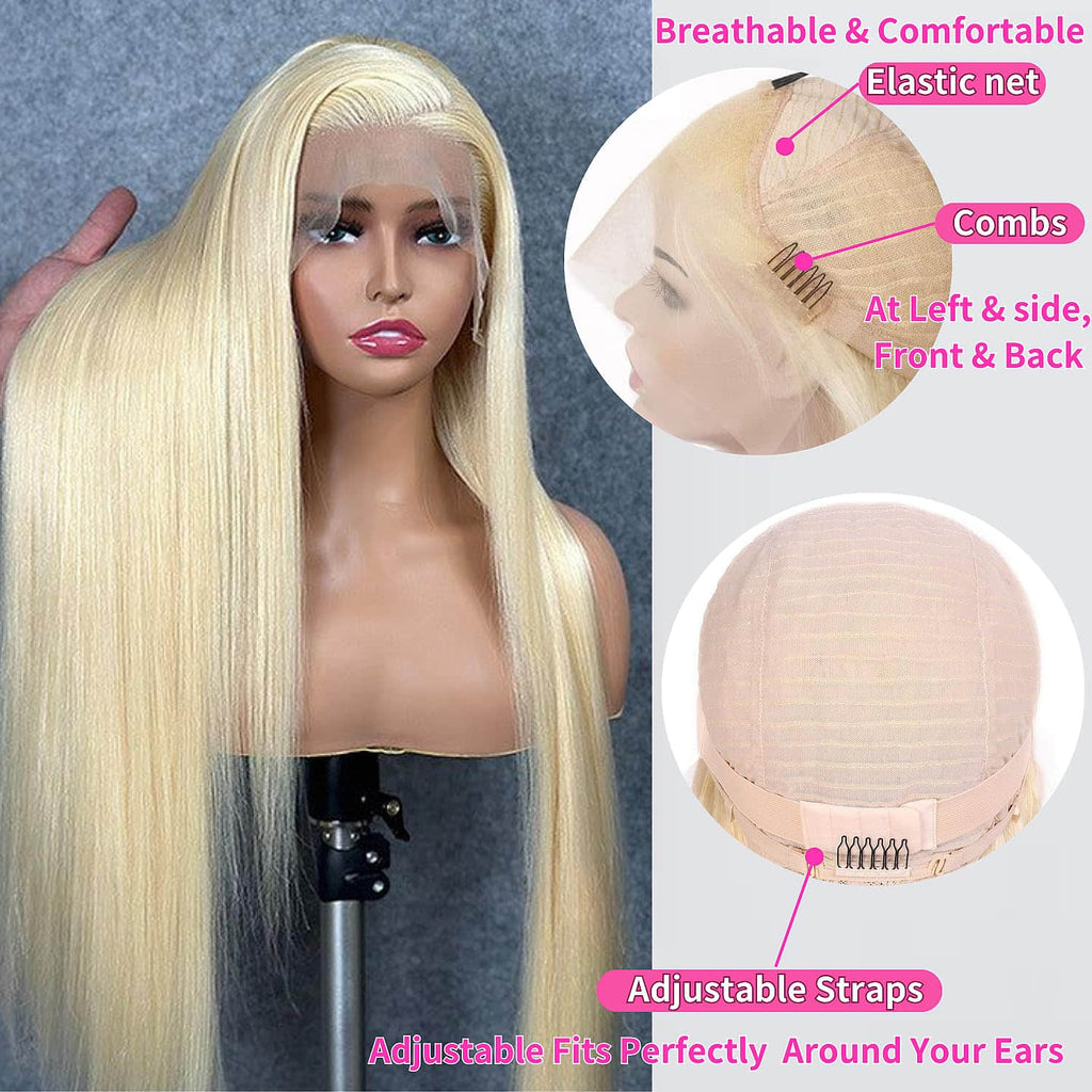 StariaHair #613 Blonde 13"x4" Straight Transparent Lace Frontal Wigs 150%