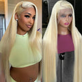 StariaHair #613 Blonde 13"x4" Straight Transparent Lace Frontal Wigs 200%